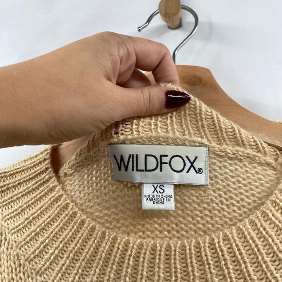 Wildfox tan kitty cat distressed sweater - Picture 4 of 6